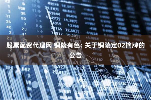 股票配资代理网 铜陵有色: 关于铜陵定02摘牌的公告