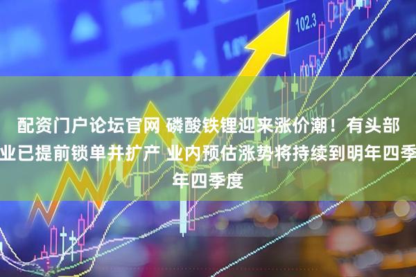 配资门户论坛官网 磷酸铁锂迎来涨价潮！有头部企业已提前锁单并扩产 业内预估涨势将持续到明年四季度