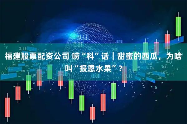 福建股票配资公司 唠“科”话｜甜蜜的西瓜，为啥叫“报恩水果”？